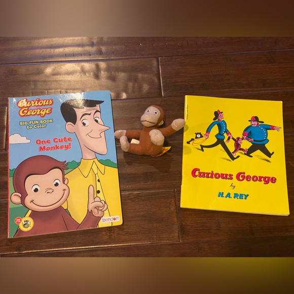 3 piece Curious George bundle; stuffy, coloring & reading book 📖 🐵 - Picture 3 of 15